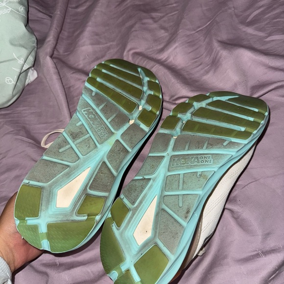 Hoka Women's Cream/white and Aqua Athletic Shoes - Picture 2 of 4